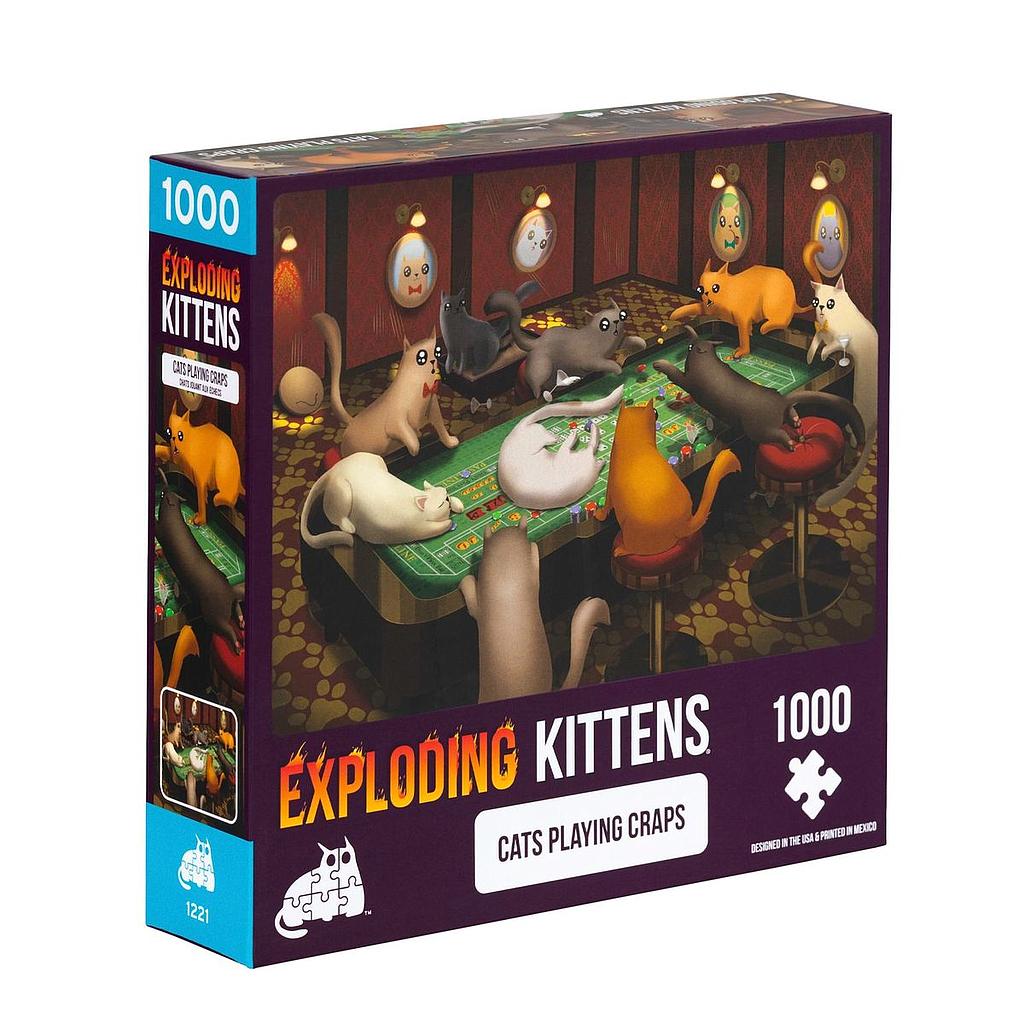 爆炸貓1000片拼圖: 賭桌上的貓 英文版 EXPLODING KITTENS 1000 PIECE PUZZLE CATS PLAYING CRAPS EN