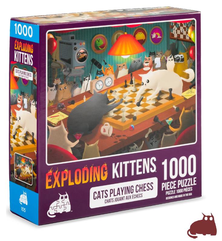 EXPLODING KITTENS 1000 PIECE PUZZLE CATS PLAYING CHESS EN