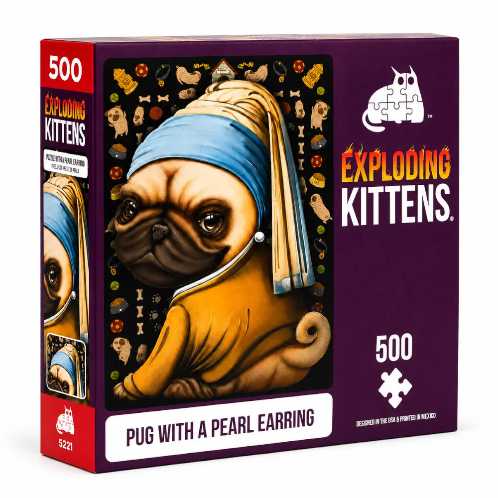 爆炸貓1000片拼圖：戴珍珠耳環的巴哥犬（英文版）Exploding Kittens: Pug With A Pearl Earring